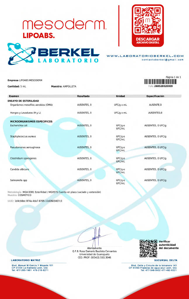 Certificado Lipoabs Lote MS0126AB